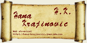 Hana Krajinović vizit kartica